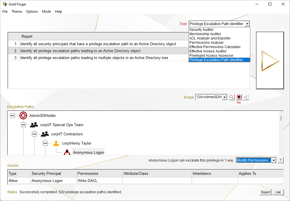 Active Directory Privilege Escalation Path Identifier