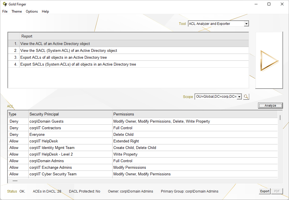 Active Directory ACL Analyzer and Exporter