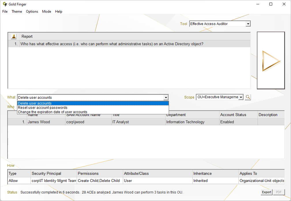 Active Directory Effective Access Auditor Single-User Mode