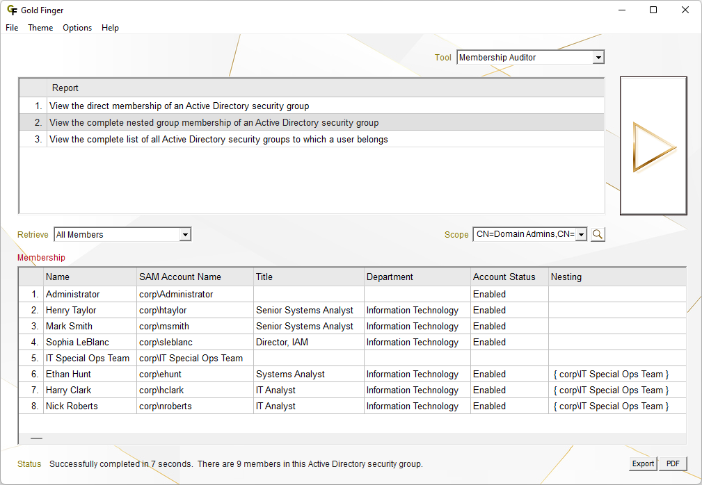 Active Directory Membership Auditor
