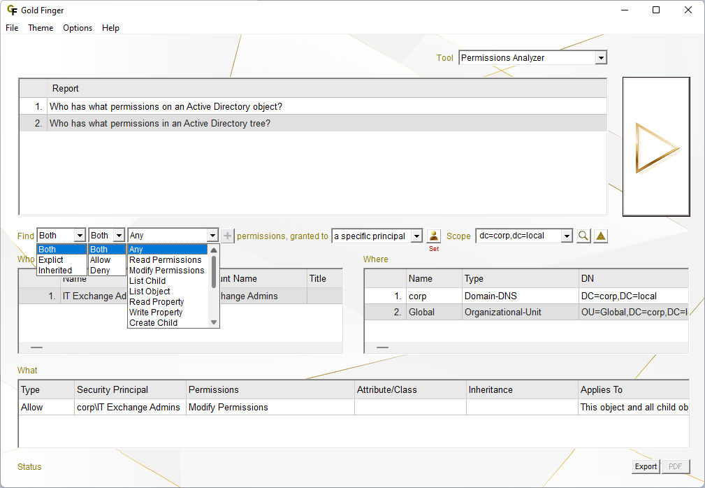 Active Directory Permissions Analyzer