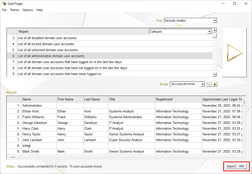 Exporting Results